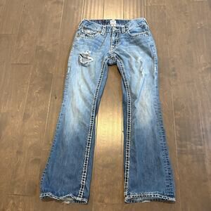True Religion Mens 29x33 Billy Super T Flap Pockets Y2K Bootcut Distressed USA